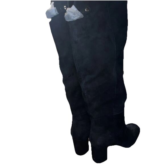 New WHBM White House Black Market Jaz Black Suede Over the Knee Boots Tall Sz 9 - Picture 4 of 13